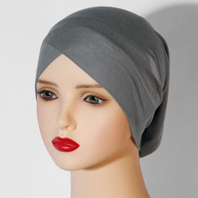 KJH-01    Multicolor cross-front hat with non-pilling cotton and solid color mercerized cotton bottom hat and headscarf