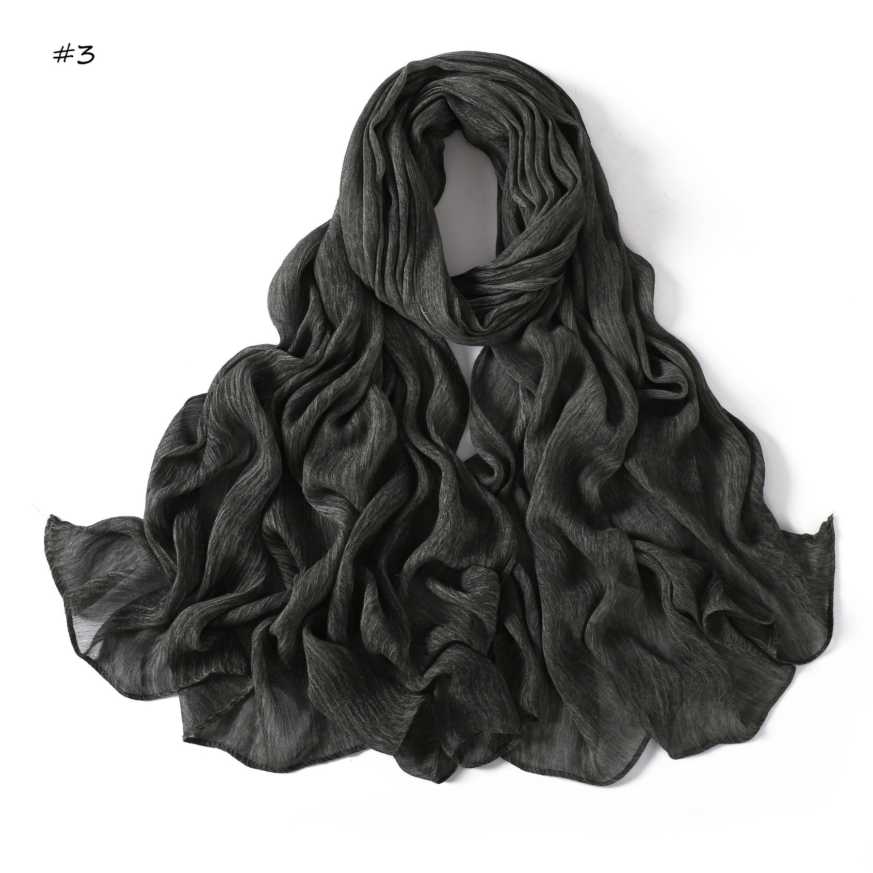 YZ322  Plain Washed-Dye Modal Crinkle Rolled-Edge Hijab