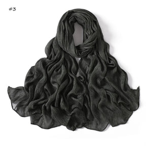 YZ322  Plain Washed-Dye Modal Crinkle Rolled-Edge Hijab