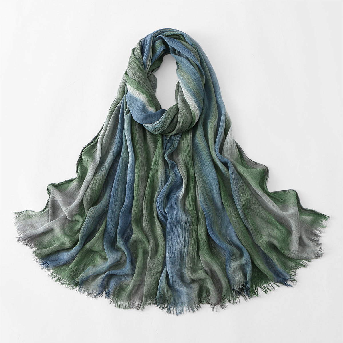VE134  Ethnic Rainbow Tie-Dye Crinkle Rayon Hijab