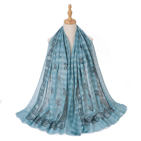MSL276  Gold stamping hijab with gold thread - MOQ:2