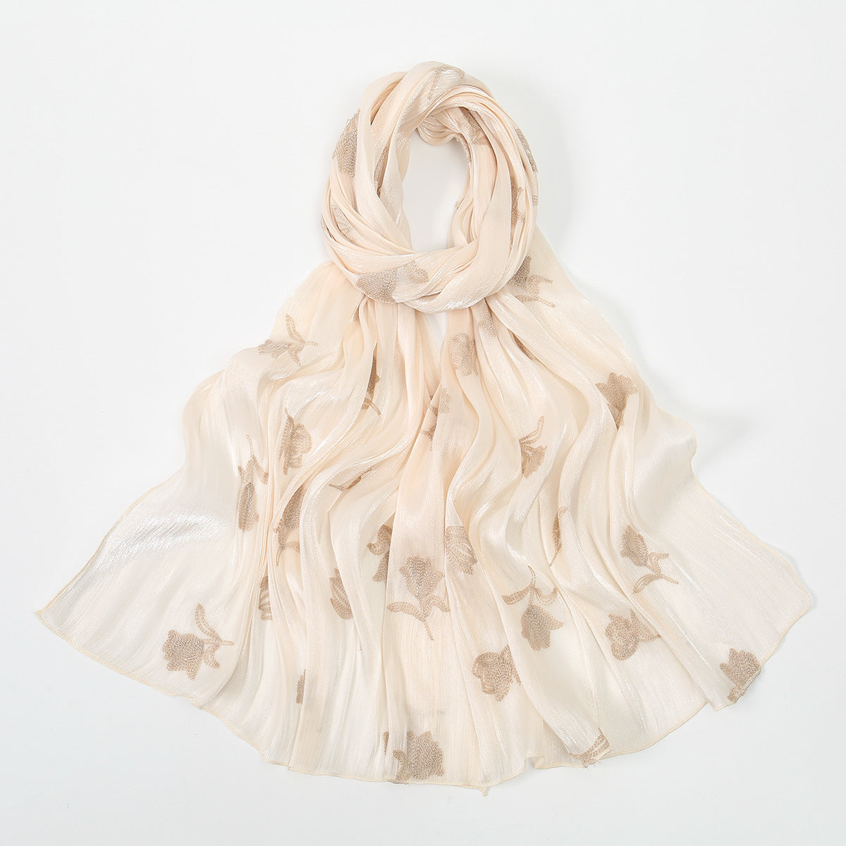 VE141  Sea Island Silk Embroidered Breathable Fashion Hijab