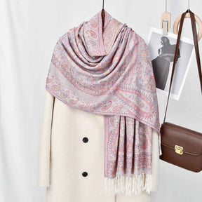 VS929  Cashew print hijab thick jacquard tassel scarf