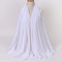珍珠 边 Plain Chiffon Lace Hijab - Color Option
