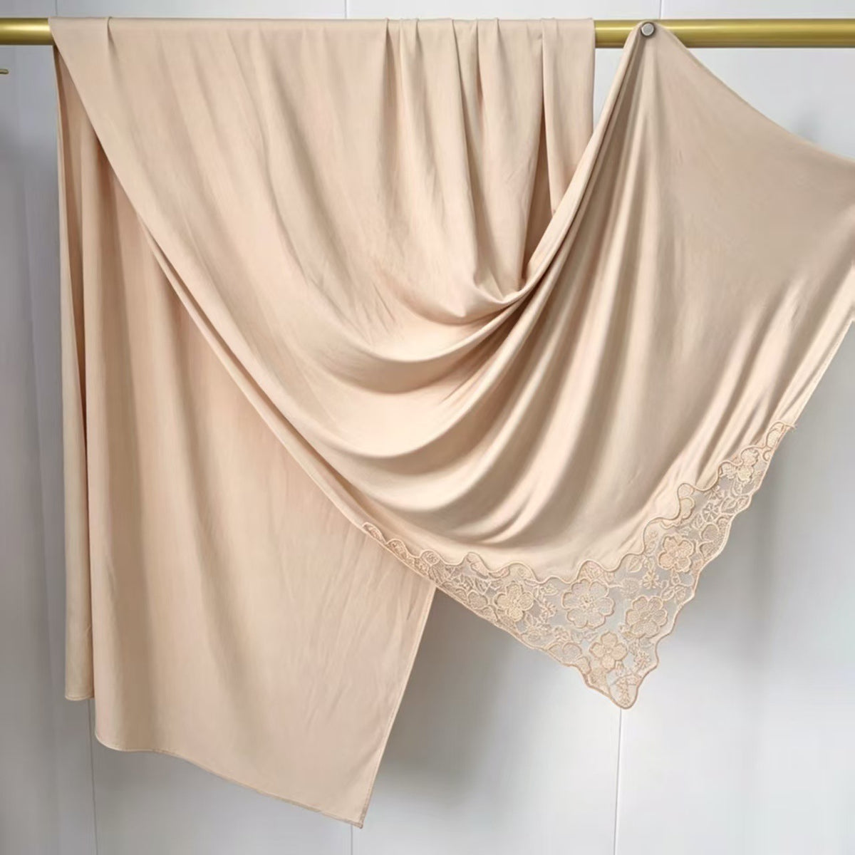 YTCXHB  Plain Embroidered Lace Liquid Jersey Hijab