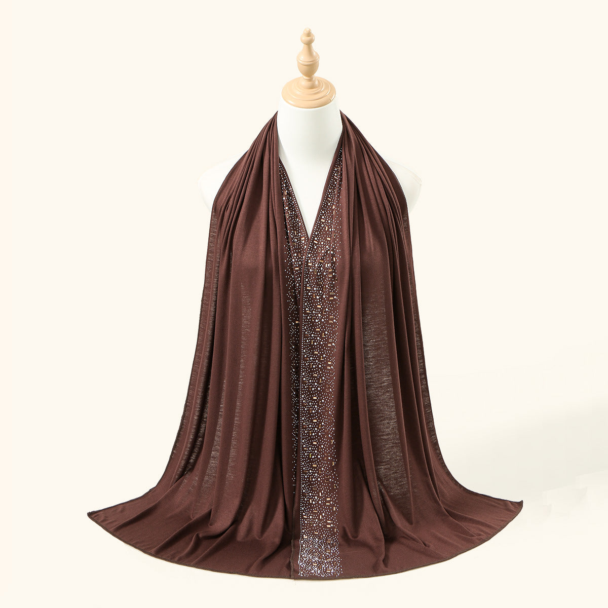 YW425  Mercerized Cotton Special-Shaped Hotfix Rhinestone Hijab