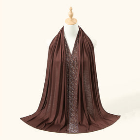 YW425  Mercerized Cotton Special-Shaped Hotfix Rhinestone Hijab
