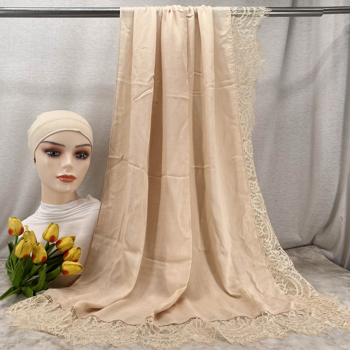 HY002  Elegant Plain Breathable Modal Hijab + Undercap Set