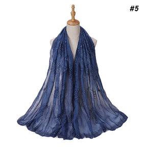 MSL231  Plain Polyester Embroidered Rhinestone Hijab