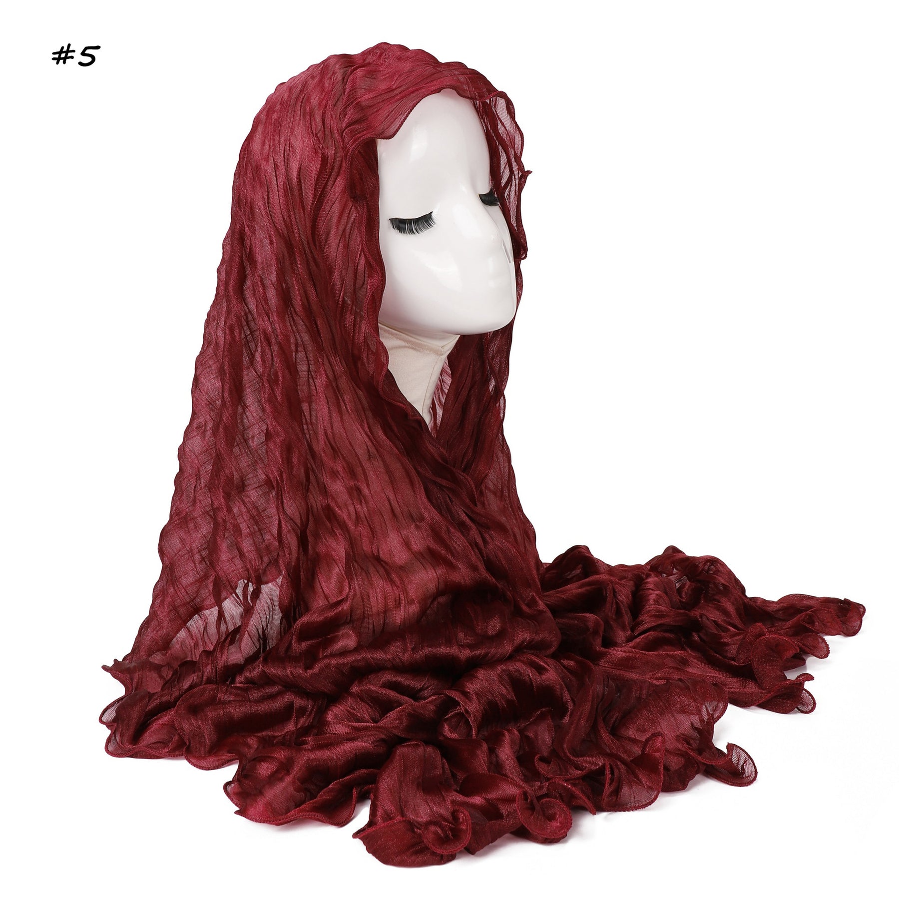 YZ327  Plain breathable glossy stretchy crinkled chiffon hijab