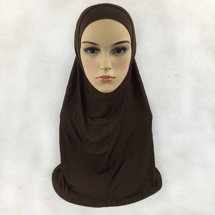 HY016  Plain Mercerized Cotton Jersey Instant Hijab + Jersey Cap Set