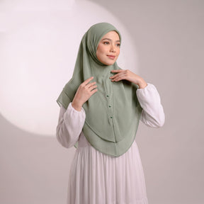 A2  Plain Double-Layer Chiffon Rhinestone One-Piece Hijab