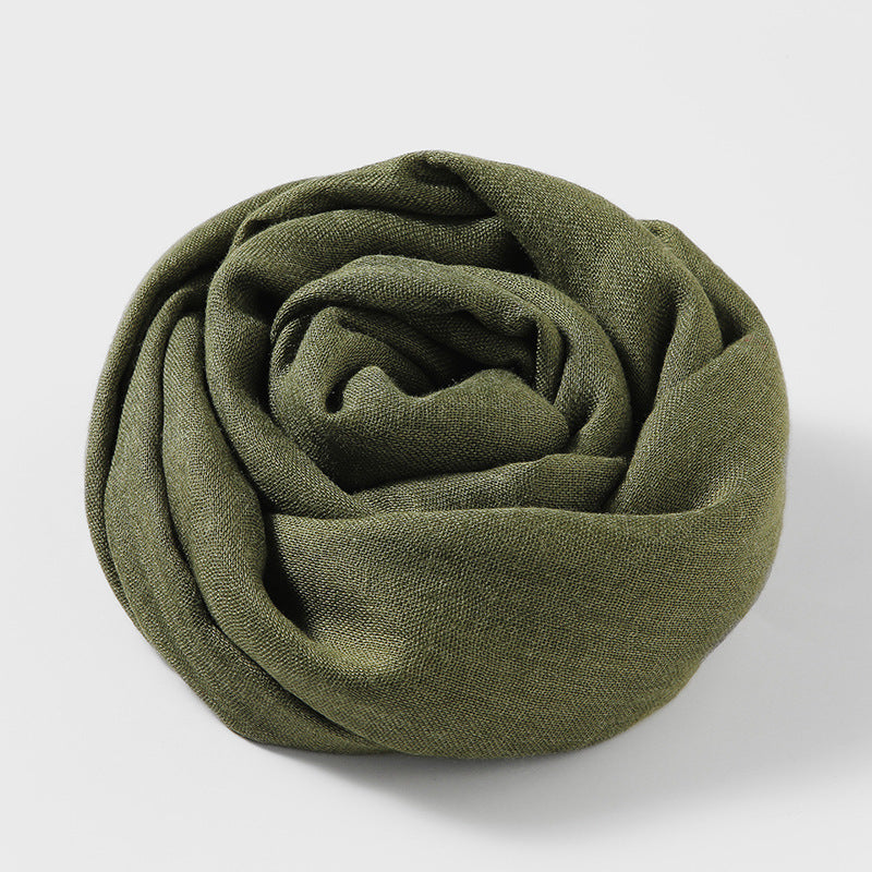 MM02 Women's solid color cotton and linen scarf