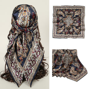 YW888  90*90cm Printed imitation silk soft luxury hijab