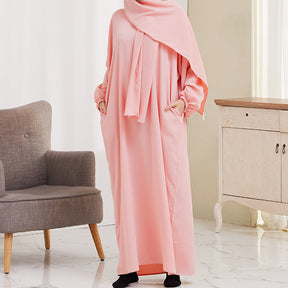 XG2057 solid color muslim abaya dress with hijab