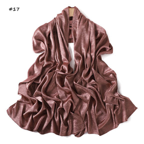 YZ325  Plain Hotfix Rhinestone Crinkled Satin Hijab