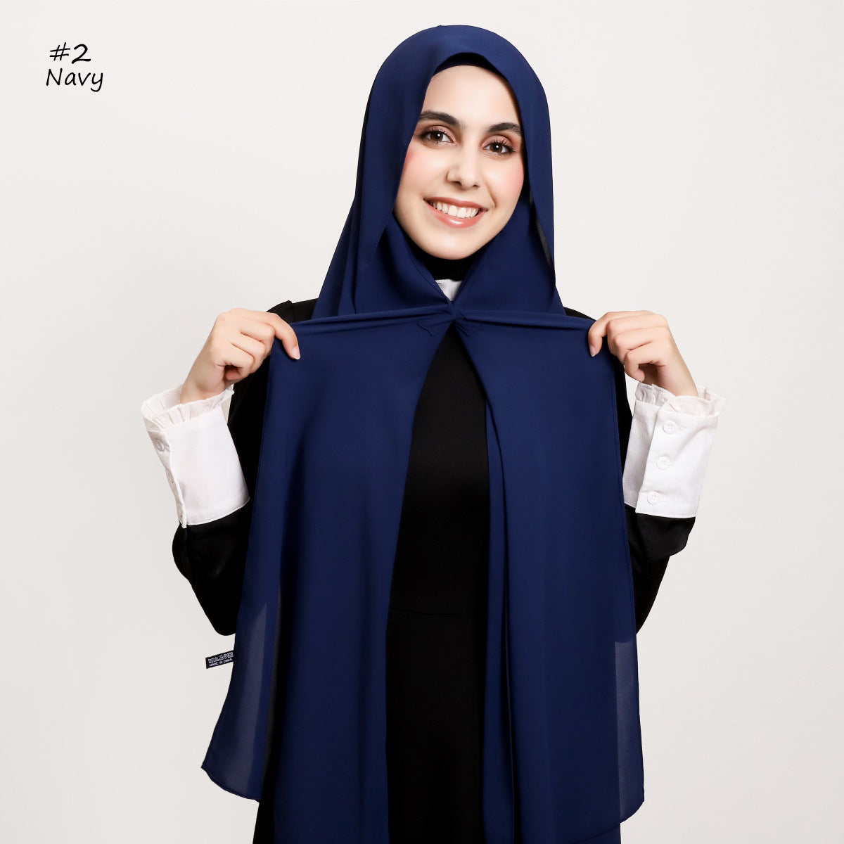 YZ316  Plain Silky Thick Chiffon Hijab with Built-in Magnetic Buckle and Matching Undercap