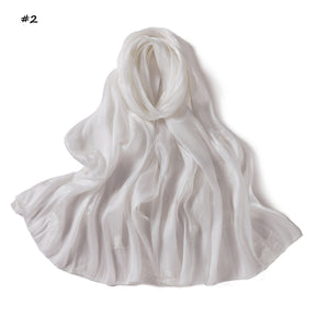 YZ330  Plain Sea Island Silk Embroidered Satin Hijab