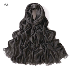 YZ310  Dirt-Washed Crinkled hijab with Raw Edge