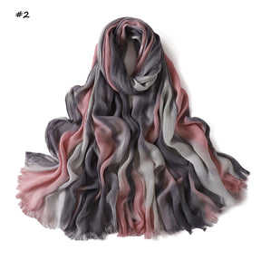 YZ331  Gradient Viscose Crinkle Long Hijab Lightweight Breathable
