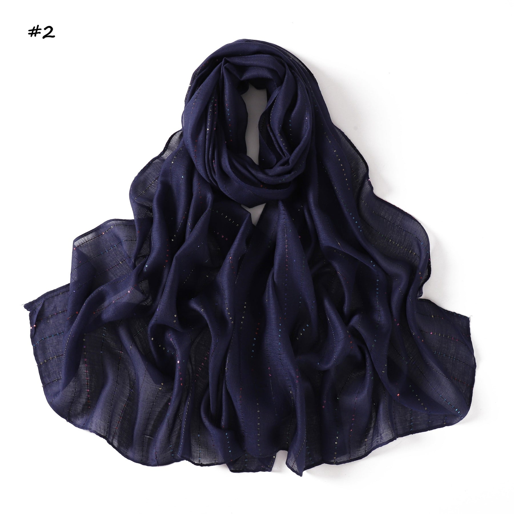 YZ328  Striped Colorful Sequin Cotton Linen Hijab