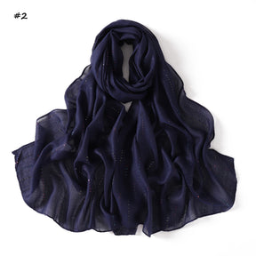 YZ328  Striped Colorful Sequin Cotton Linen Hijab