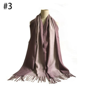 ND307 Women's scarf solid color gradient imitation cashmere large size scarf hijab  hijab/tudung  printed hijab  printed scarf  Gradient