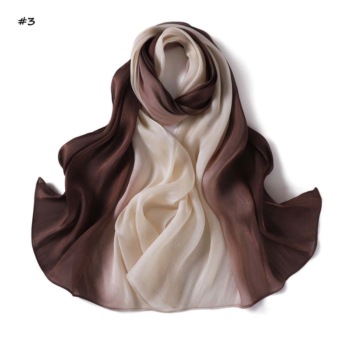 YZ313  Shimmering Ombre Sea Island Satin Crinkle Polyester Hijab