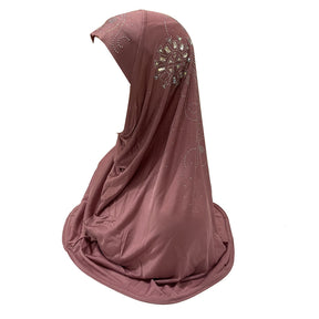 H237 hot stamping rhinestone plain instant hijab