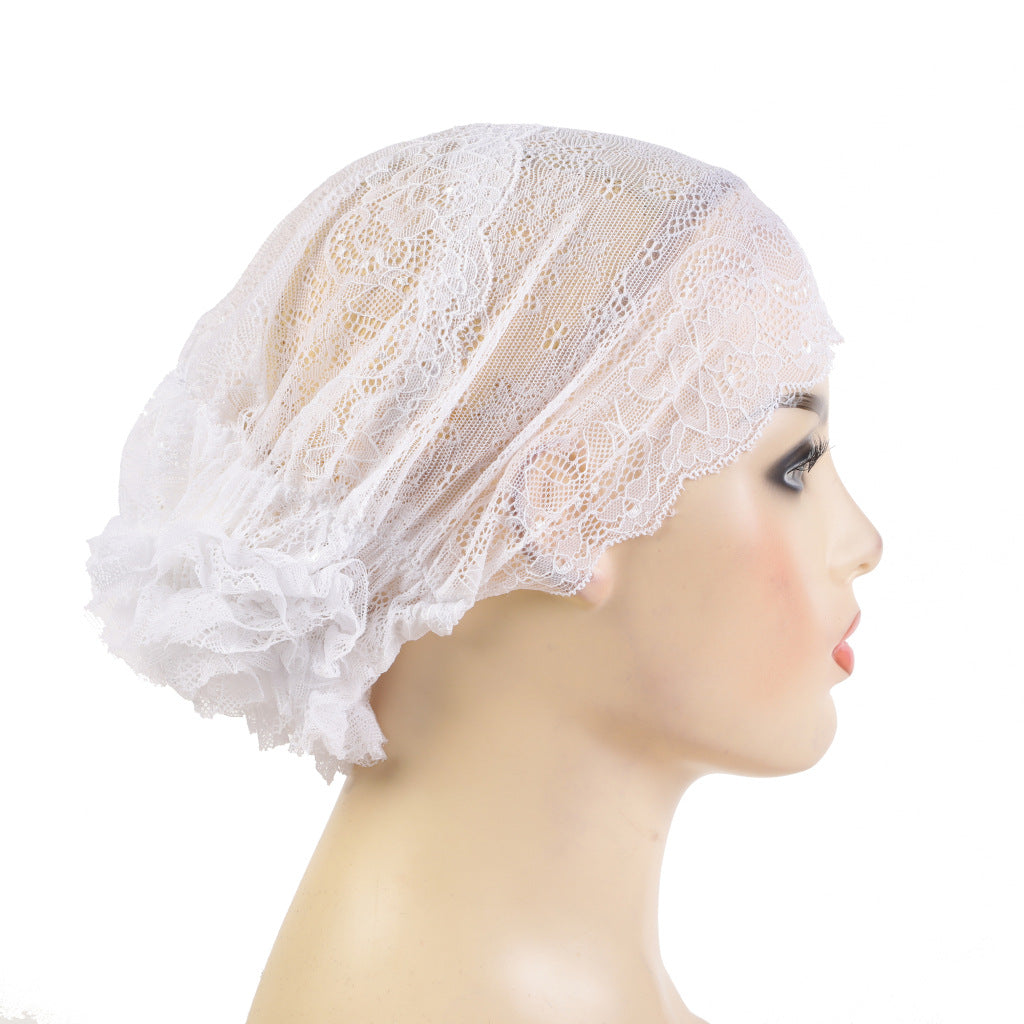 H311 lace Flower hijab turban hat