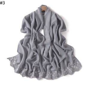 YZ339  Plain Embroidered Ends Shimmer Chiffon Hijab