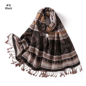 TH04-2327  Thin Viscose Diamond Jacquard Tassel Hijab