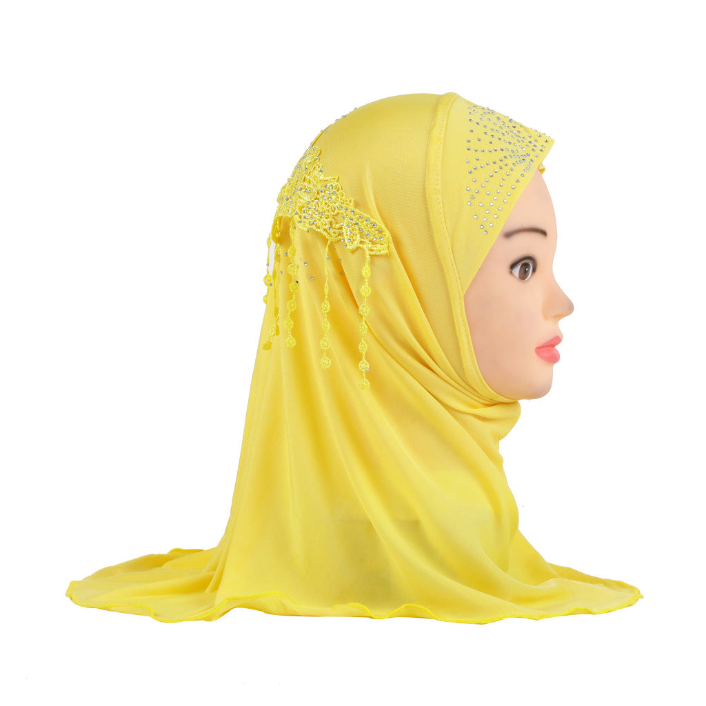 H046 lace stamping rhinestone plain instant hijab