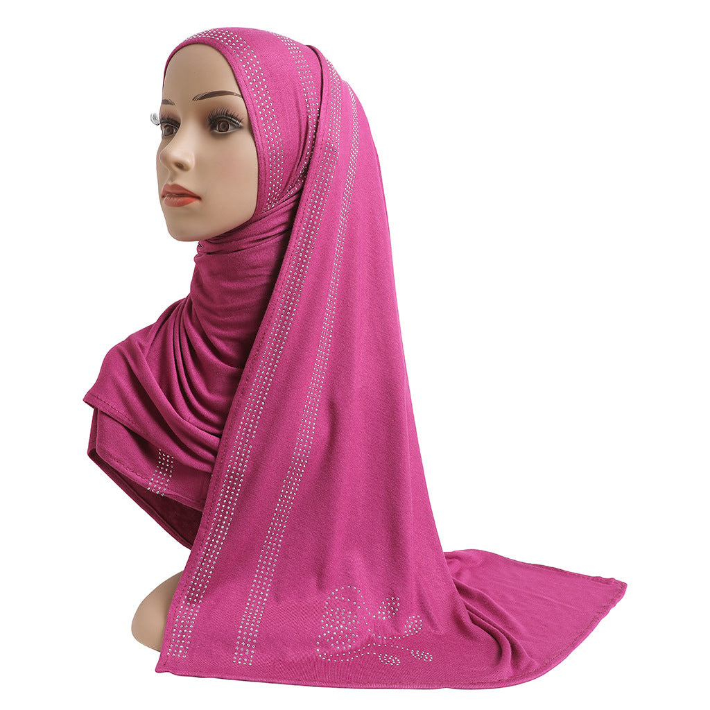 H200 plain Mercerized cotton stamping rhinestone instant hijab