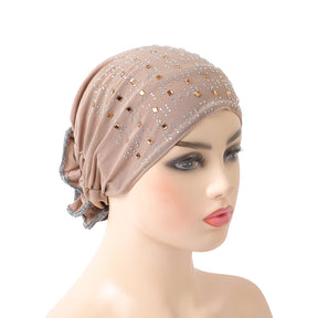 H008 hot stamping rhinestone plain hijab turban hat