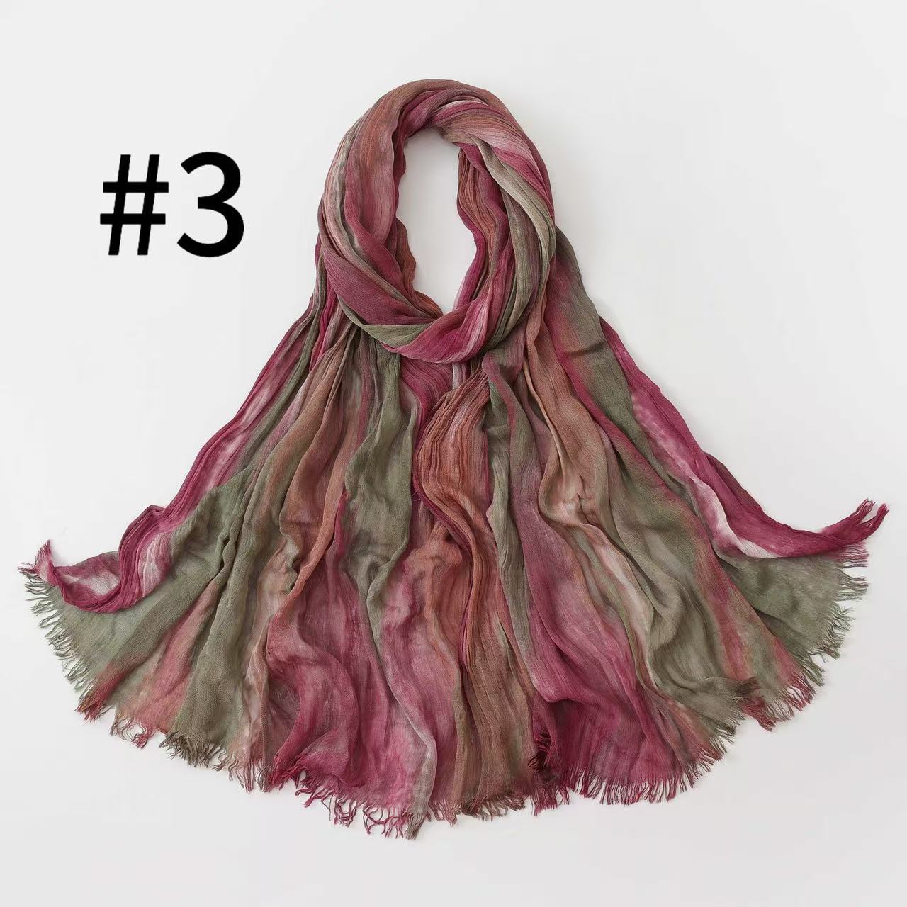 WJA485  Gradient Tie-Dye Autumn/Winter Crinkled Hijab