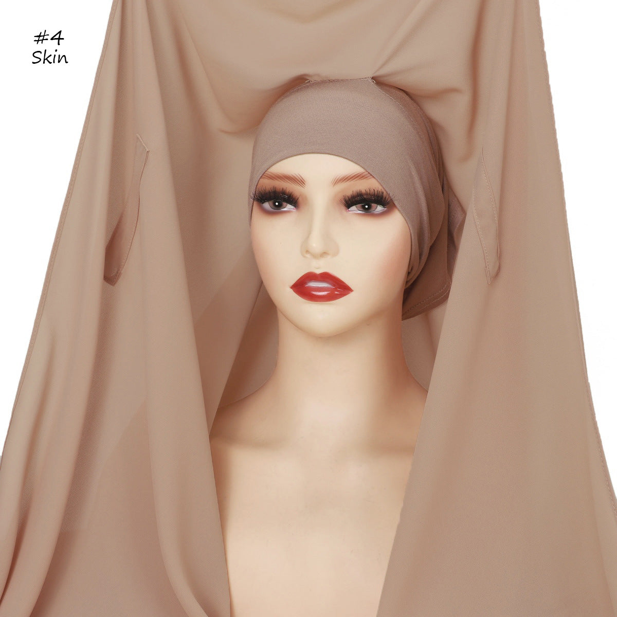 YZ316  Plain Silky Thick Chiffon Hijab with Built-in Magnetic Buckle and Matching Undercap