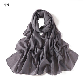 YZ340  Plain Striped Color Thread Polyester Hijab