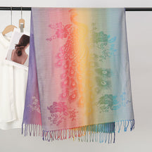 YF0438  Colorful Jacquard Soft Polyester Tassel Long Scarf