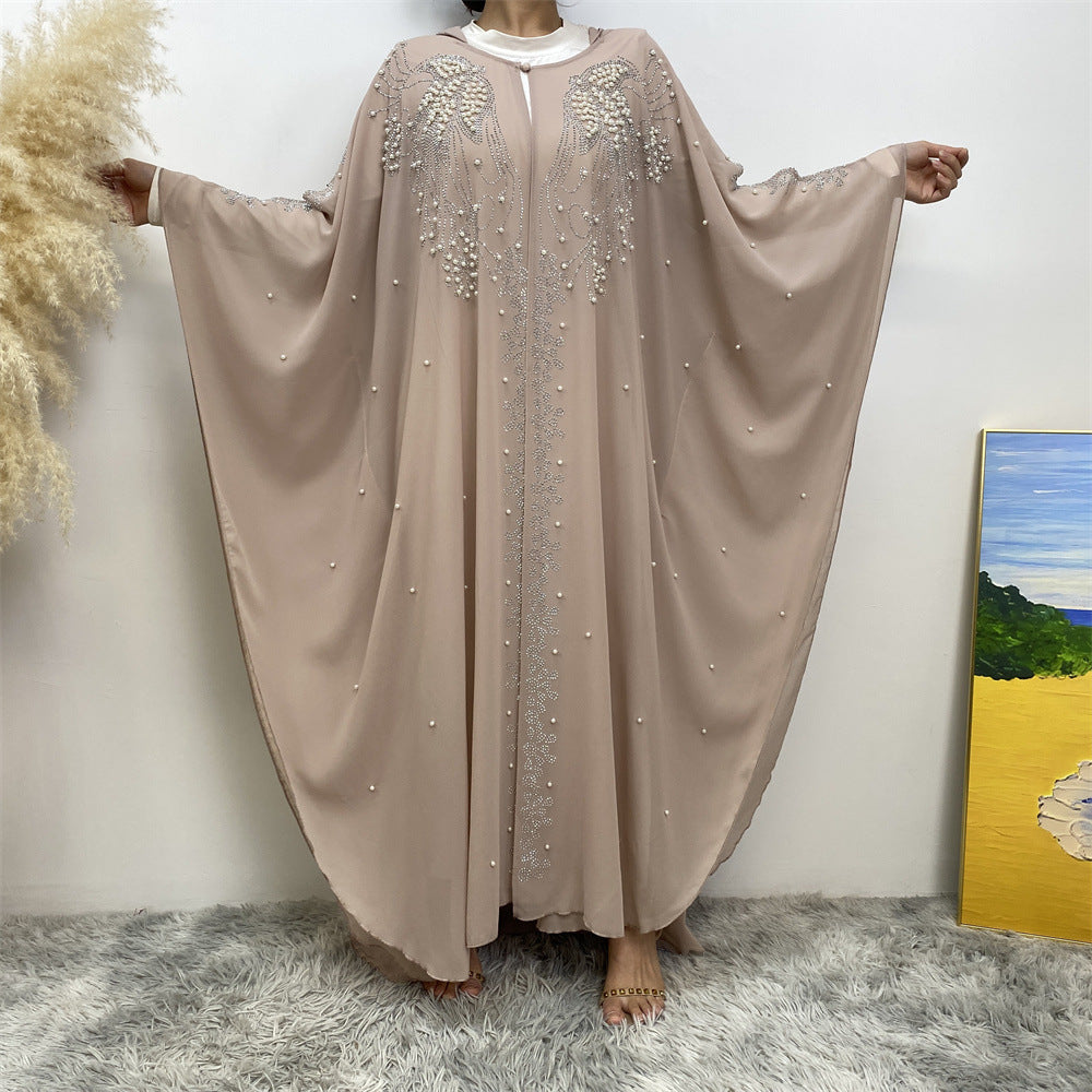 6741 plain stamping rhinestone cardigan abaya