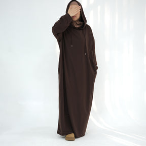 LR921  Solid color hooded sweater dress