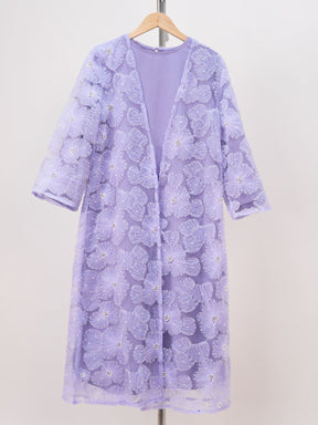 MK2653  Child‘s 2-Piece Set: Tulle Floral Bead Jacket and Satin Slip Dress