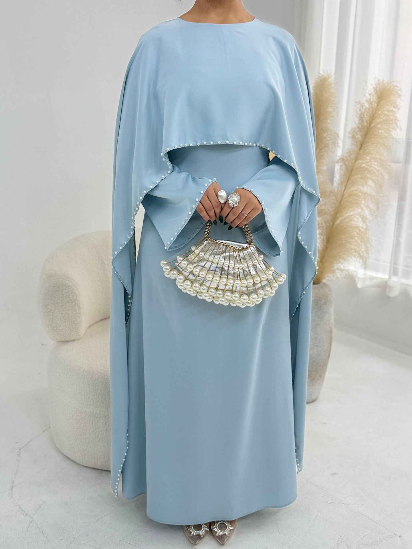 LR1134 Exquisite Pearl-Embellished Abaya – Opulent Craftsmanship, Timeless Elegance