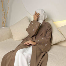 LR785 Moon embroidery elegant open-front long robe - MinYang Fashion Apparel Accessory Manufacturer