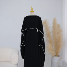 LR1167  Plain Scuba Beaded Shawl + Long Sleeve Dress Set