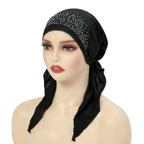 TJM-弧形烫钻 plain hot stamped rhinestones hijab turban hat