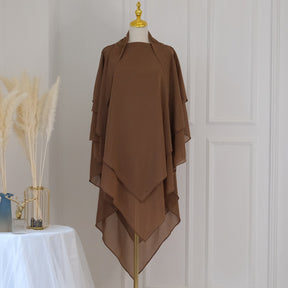HJ909  Plain 3-Layer Polyester Prayer Hijab