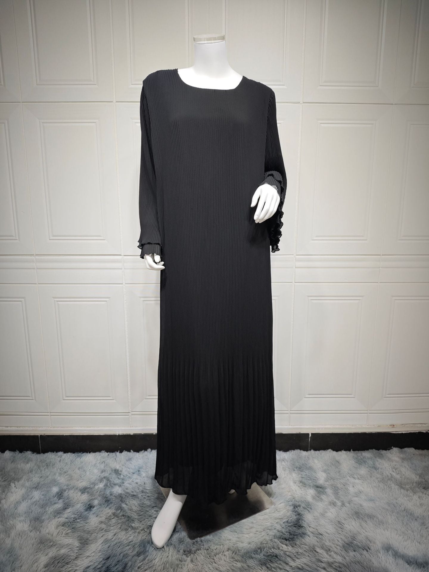 MQ155  Fashion Polyester Pleated Premium Crinkled Dress - Hijab Not Included