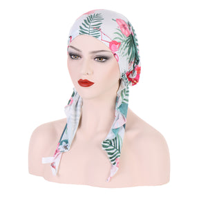 8358 Curved floral pullover cap
