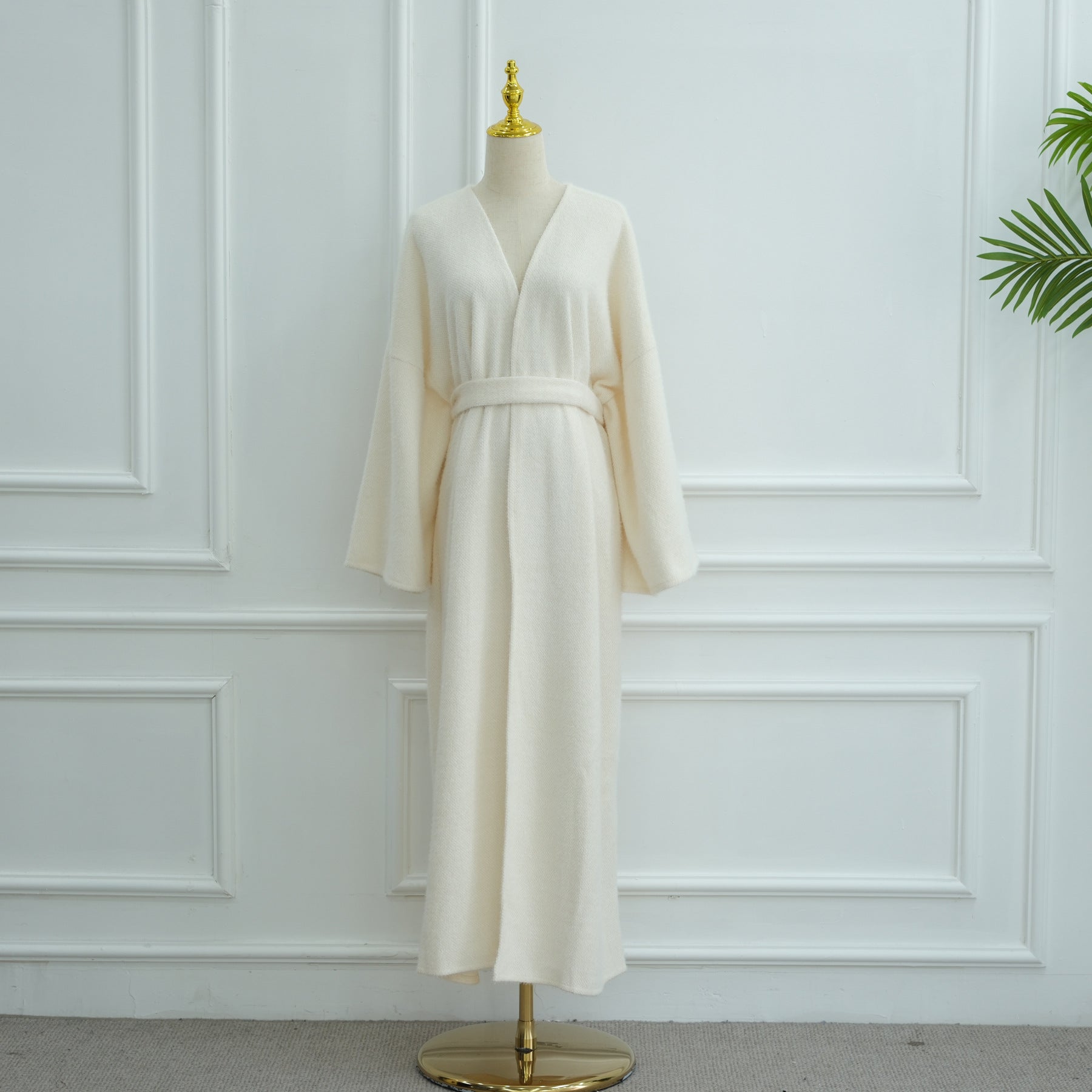 LR1125  Thick Winter Abaya Cardigan with Belt